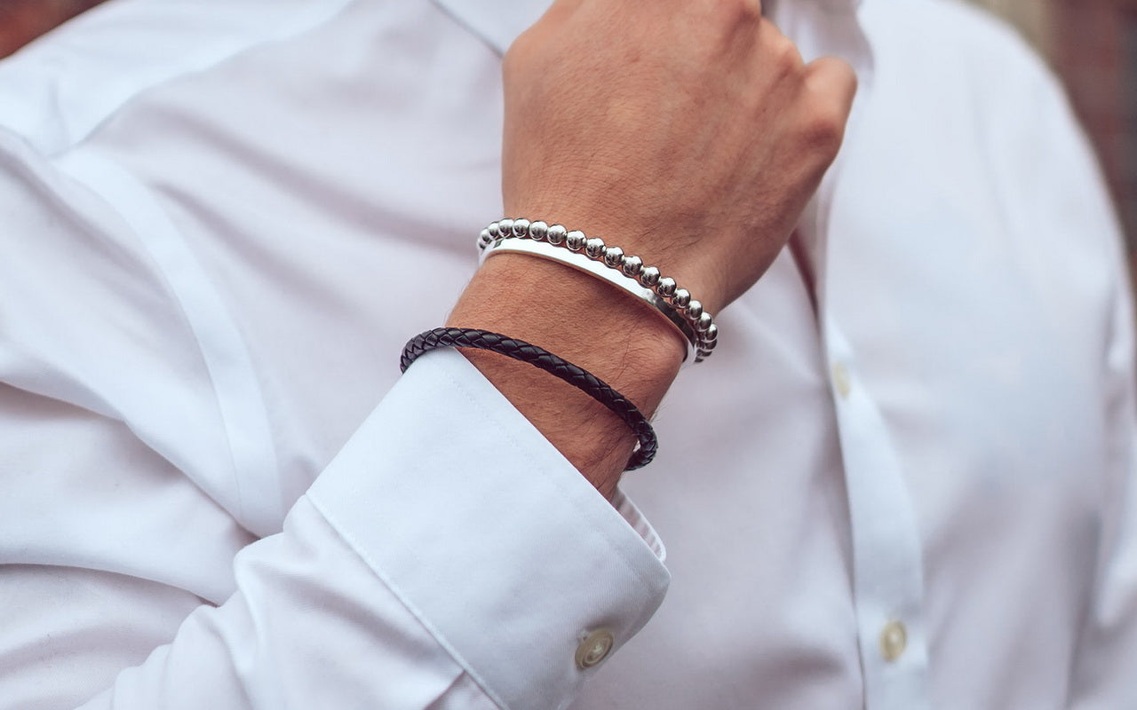 Hardy Lederarmband 925 Silber mit Diamant 0,01 Karat