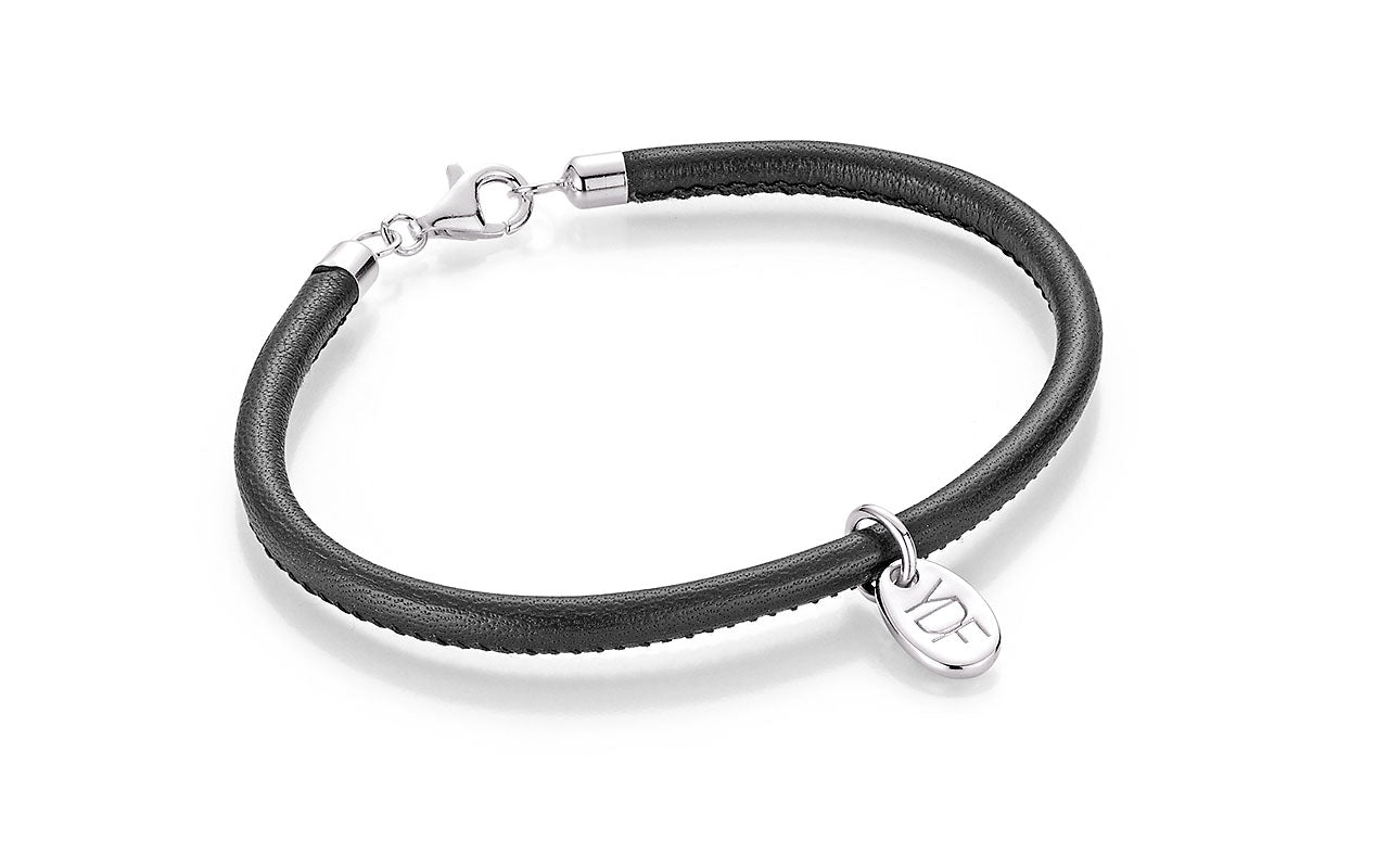 Casual Lederarmband 925 Silber mit Diamant 0,01 Karat