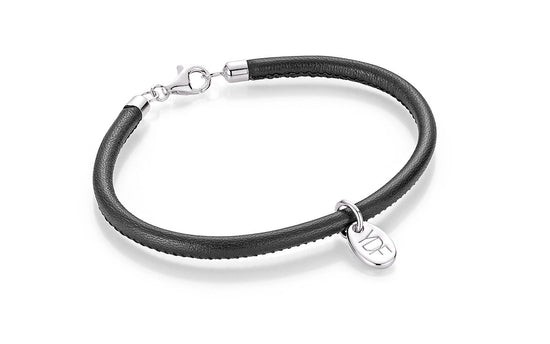 Casual Lederarmband 925 Silber mit Diamant 0,01 Karat