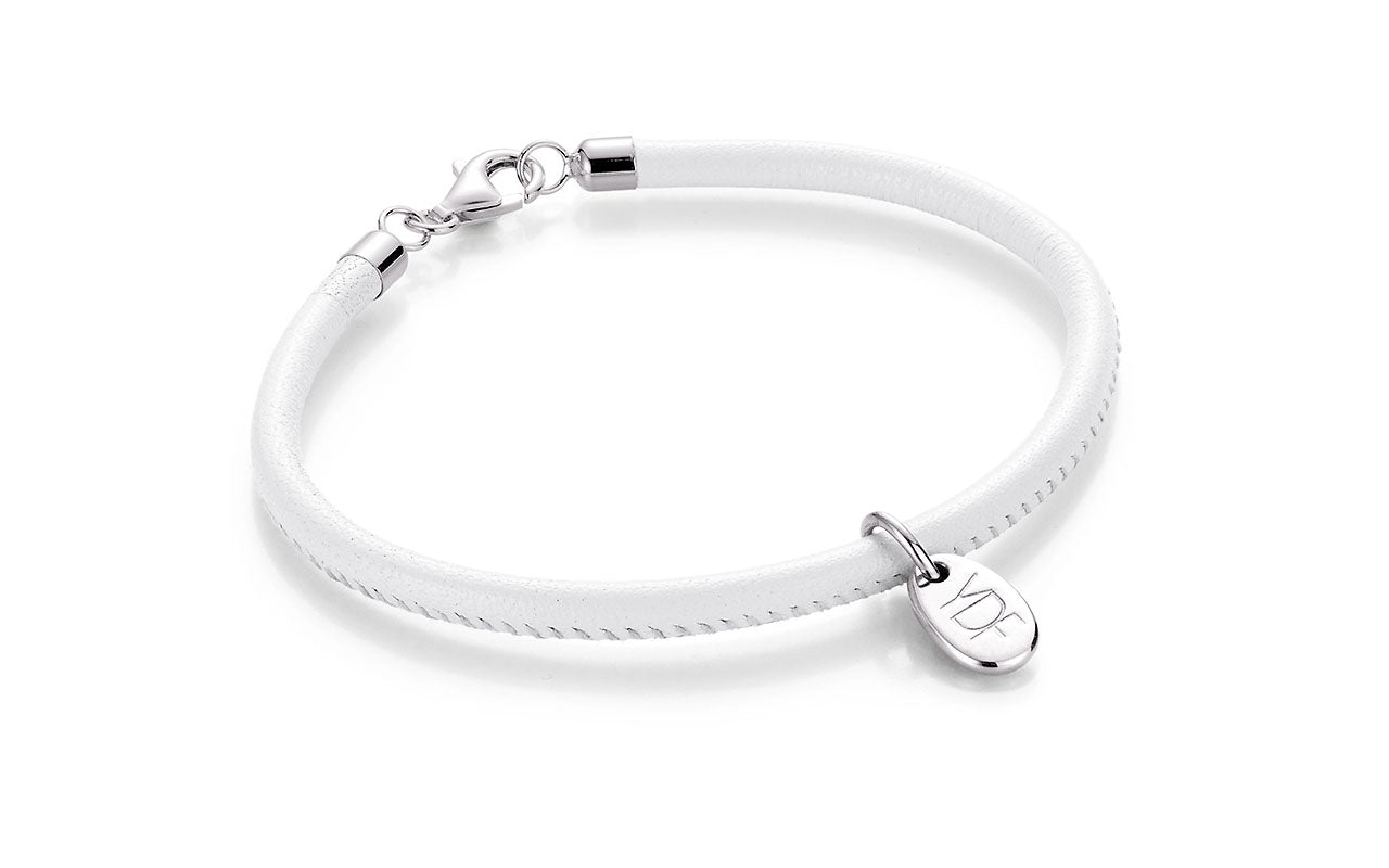 Casual Lederarmband 925 Silber mit Diamant 0,01 Karat