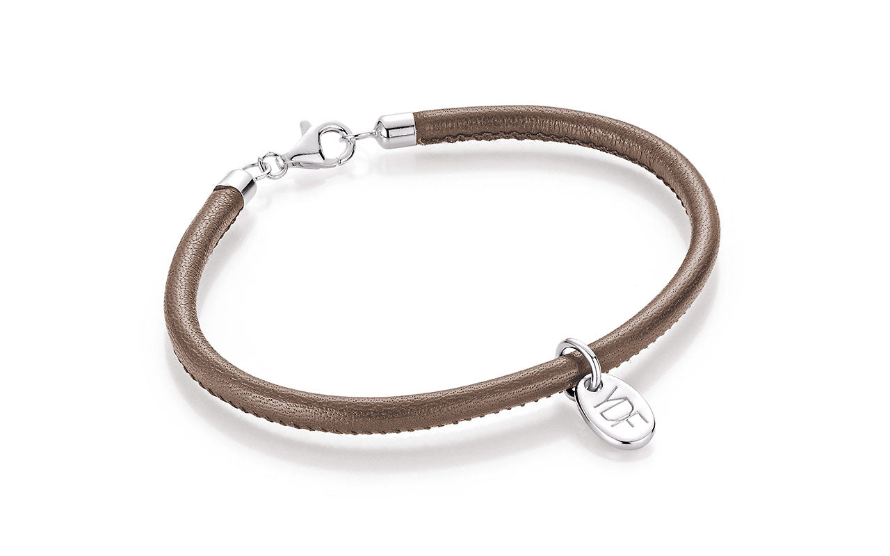 Casual Lederarmband 925 Silber mit Diamant 0,01 Karat