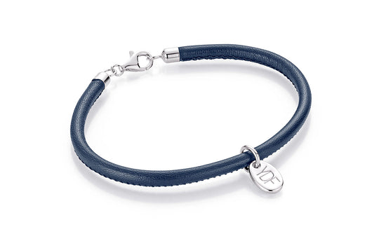 Casual Lederarmband 925 Silber mit Diamant 0,01 Karat