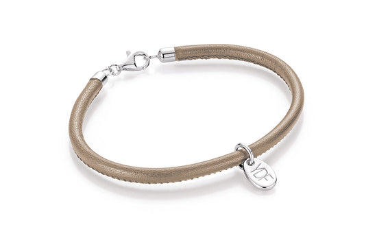 Casual Lederarmband 925 Silber mit Diamant 0,01 Karat