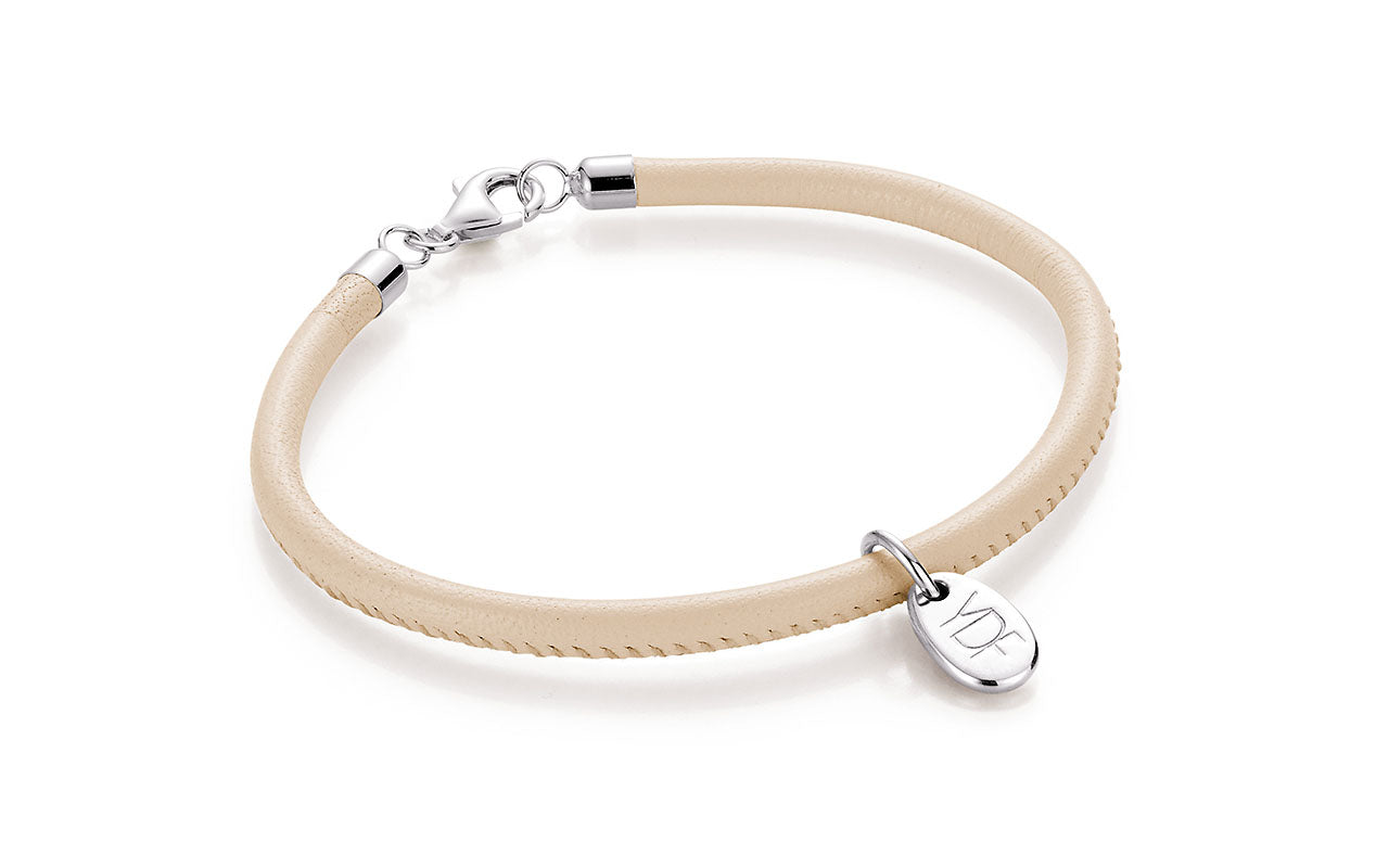 Casual Lederarmband 925 Silber mit Diamant 0,01 Karat
