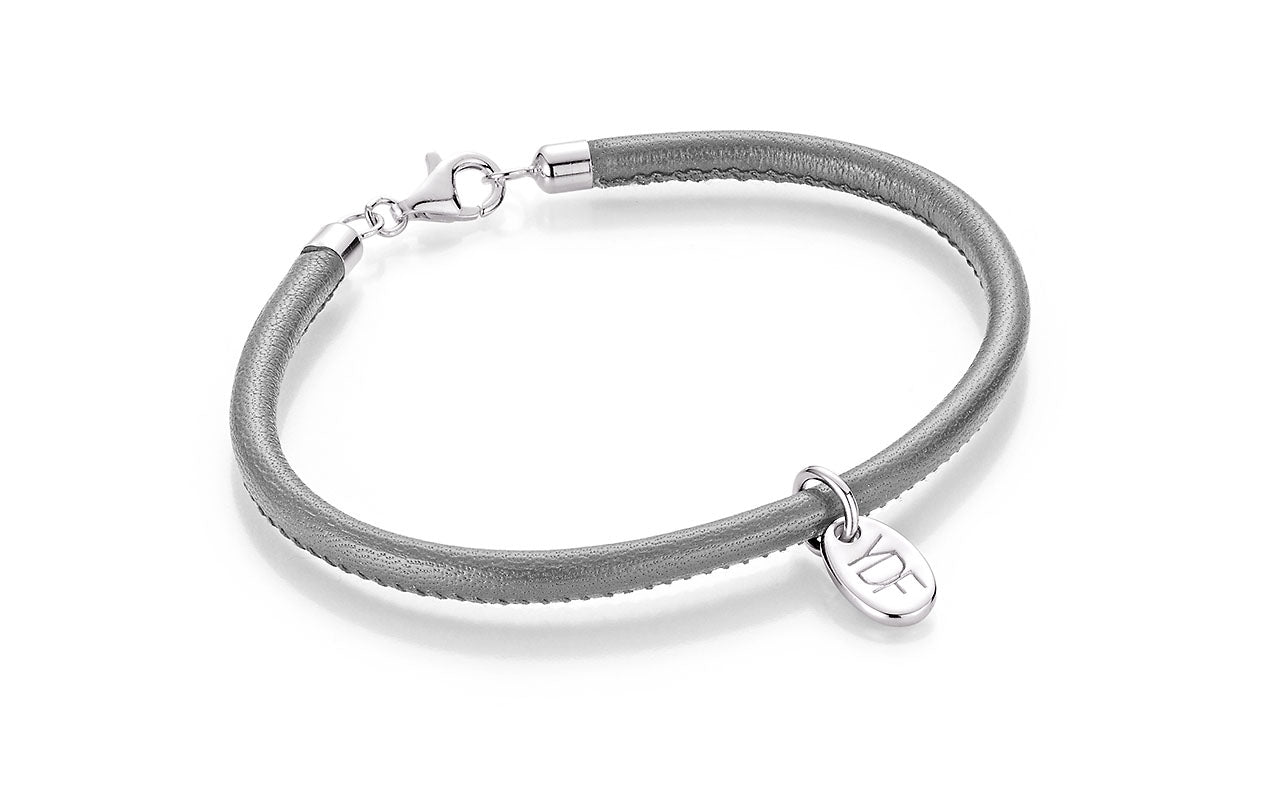 Casual Lederarmband 925 Silber mit Diamant 0,01 Karat