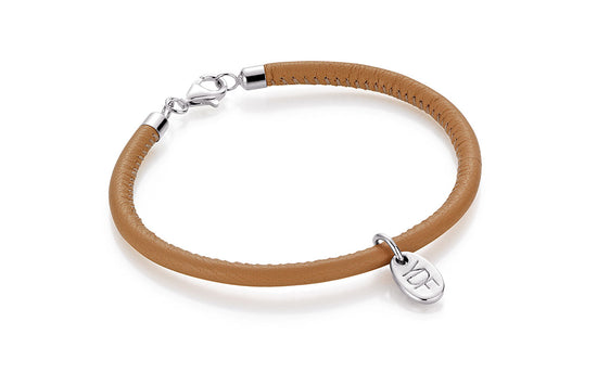 Casual Lederarmband 925 Silber mit Diamant 0,01 Karat