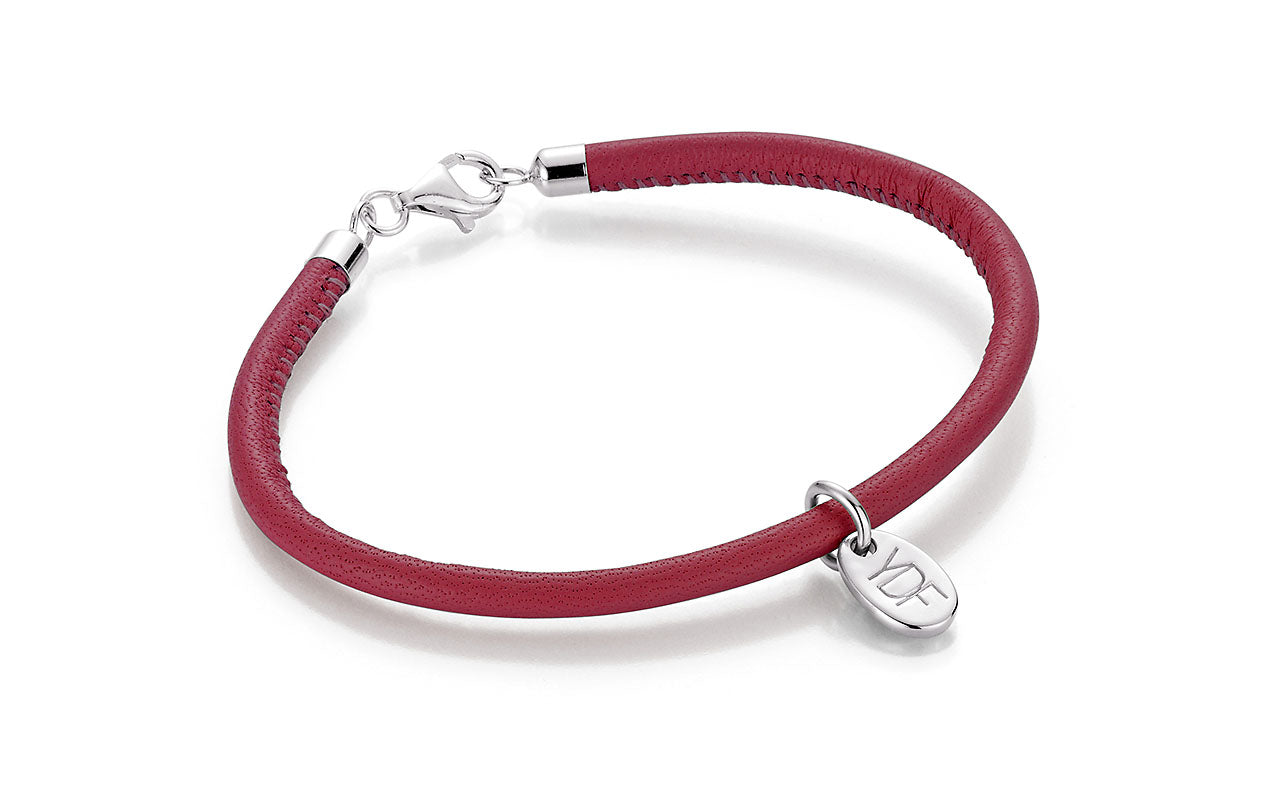 Casual Lederarmband 925 Silber mit Diamant 0,01 Karat