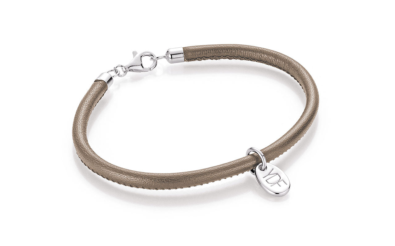 Casual Lederarmband 925 Silber mit Diamant 0,01 Karat