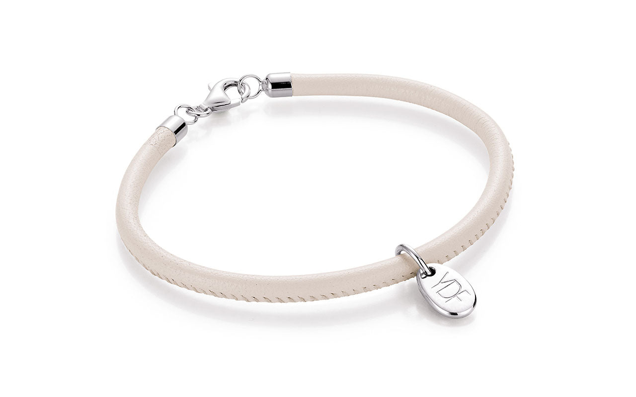 Casual Lederarmband 925 Silber mit Diamant 0,01 Karat