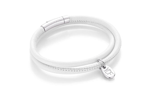 Happy Lederarmband 925 Silber mit Diamant 0,01 Karat