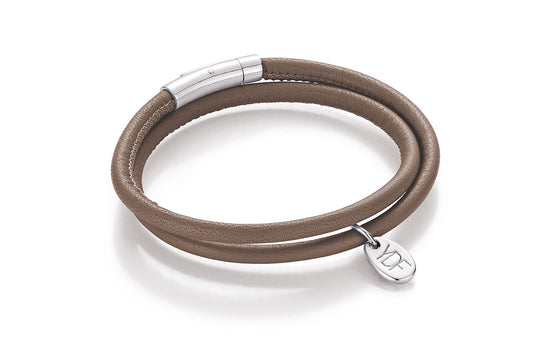 Happy Lederarmband 925 Silber mit Diamant 0,01 Karat