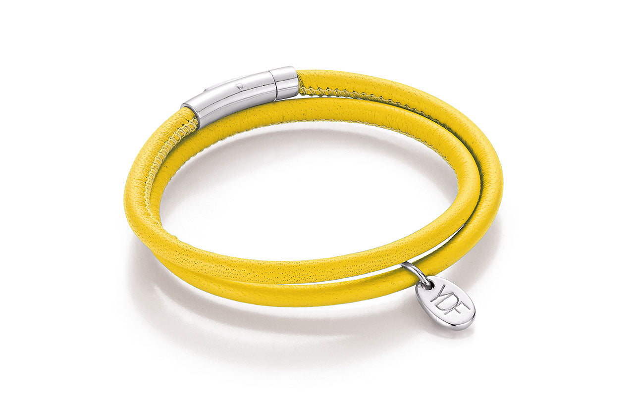 Happy Lederarmband 925 Silber mit Diamant 0,01 Karat