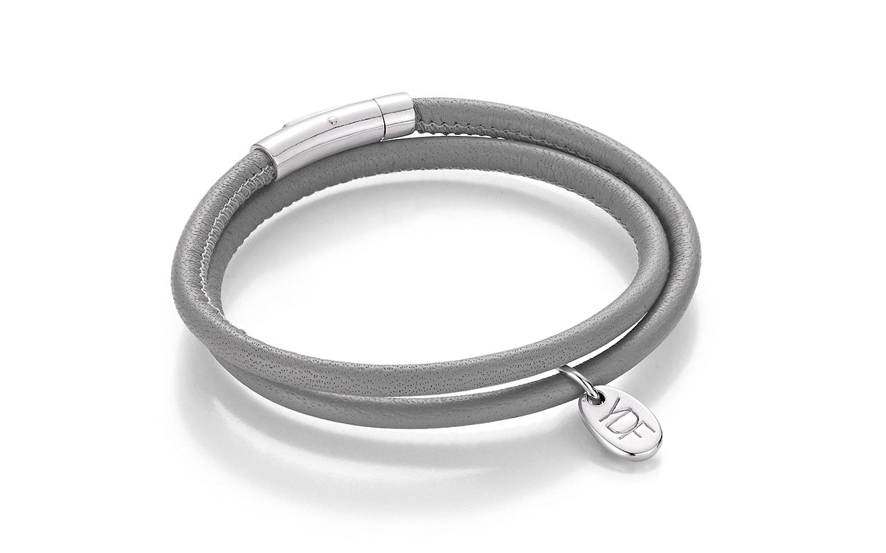 Happy Lederarmband 925 Silber mit Diamant 0,01 Karat