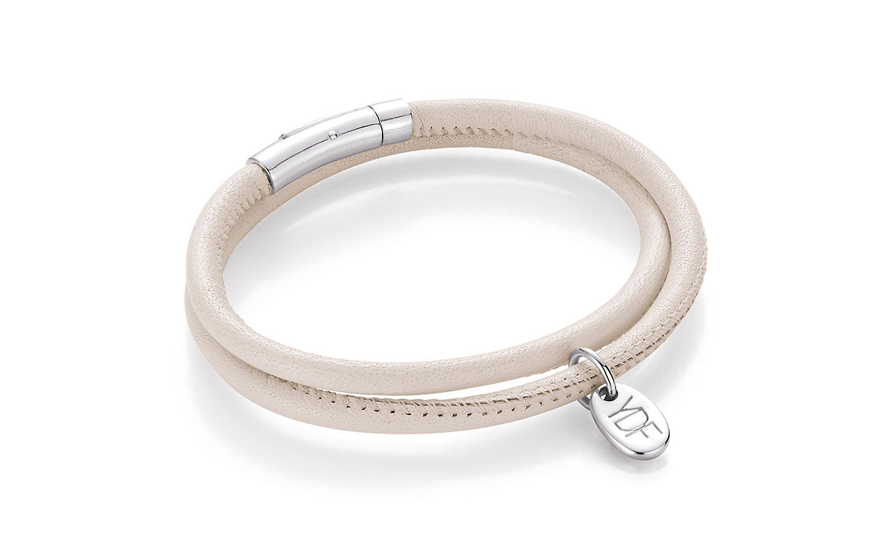 Happy Lederarmband 925 Silber mit Diamant 0,01 Karat