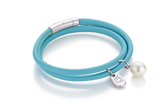 Happy-Pearl Lederarmband 925 Silber mit Diamant 0,01 Karat