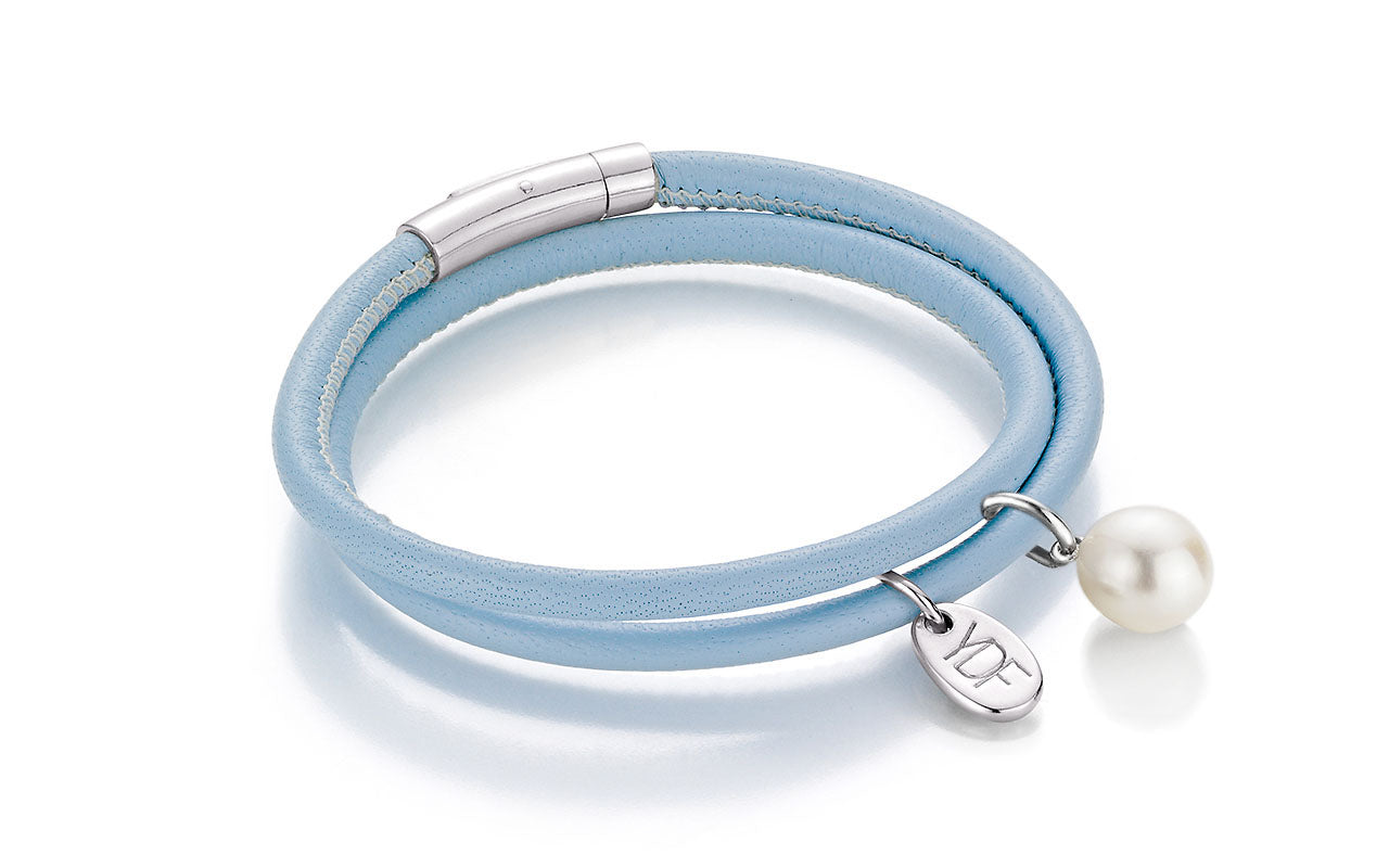 Happy-Pearl Lederarmband 925 Silber mit Diamant 0,01 Karat