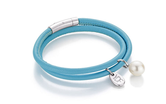 Happy-Pearl Lederarmband 925 Silber mit Diamant 0,01 Karat