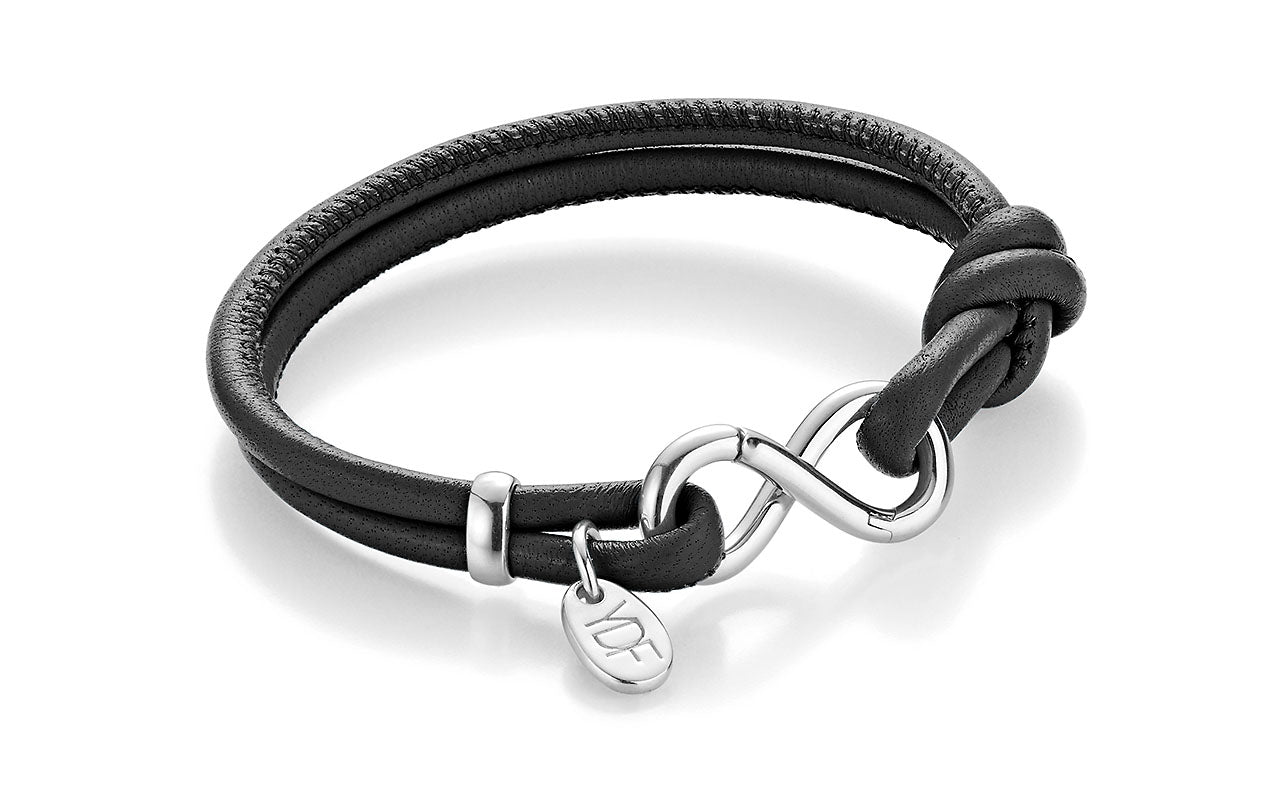 Infinity Lederarmband 925 Silber mit Diamant 0,01 Karat