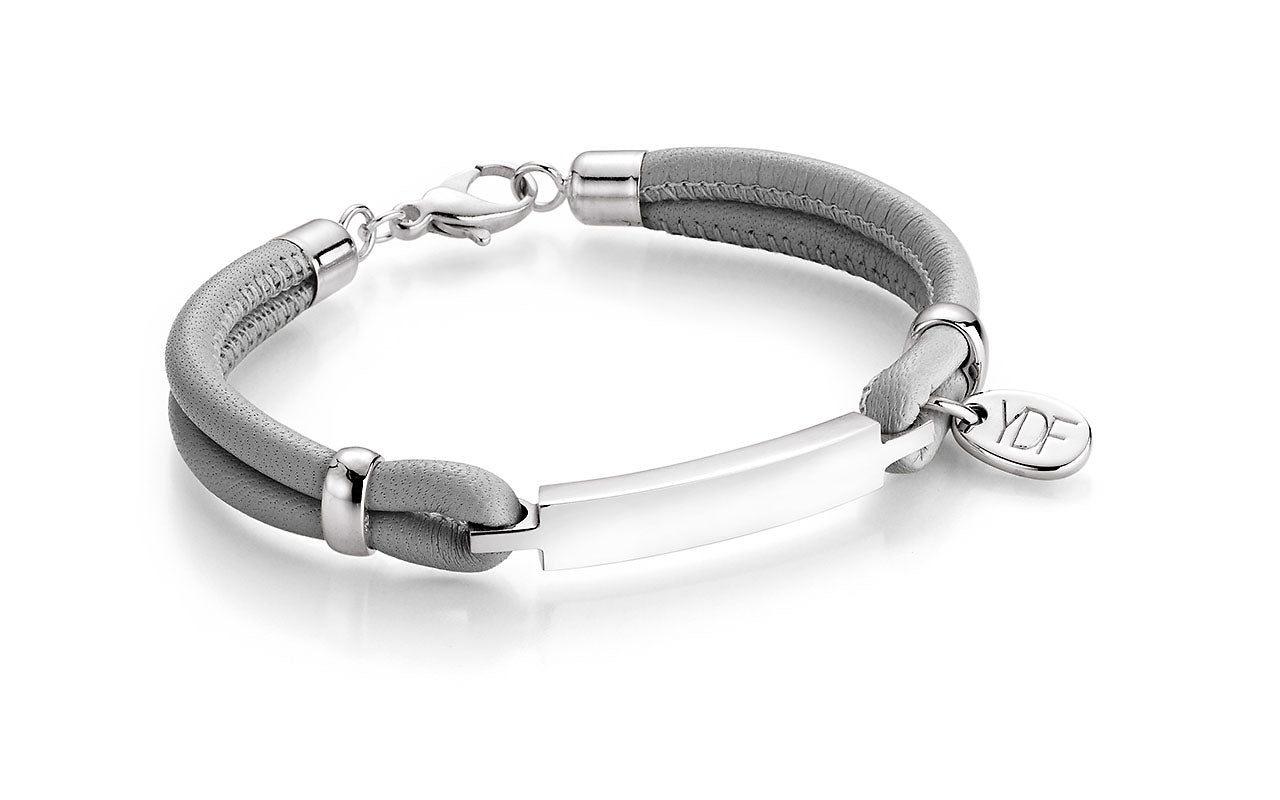 Identity Lederarmband 925 Silber mit Diamant 0,01 Karat