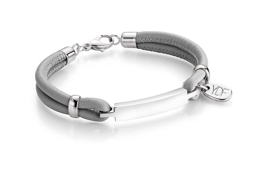 Identity Lederarmband 925 Silber mit Diamant 0,01 Karat