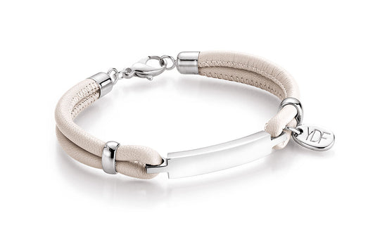 Identity Lederarmband 925 Silber mit Diamant 0,01 Karat