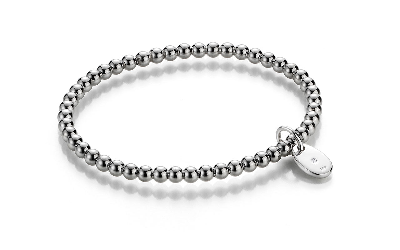 Spheric Silberarmband 4 mm 925 Silber mit Diamant 0,01 Karat