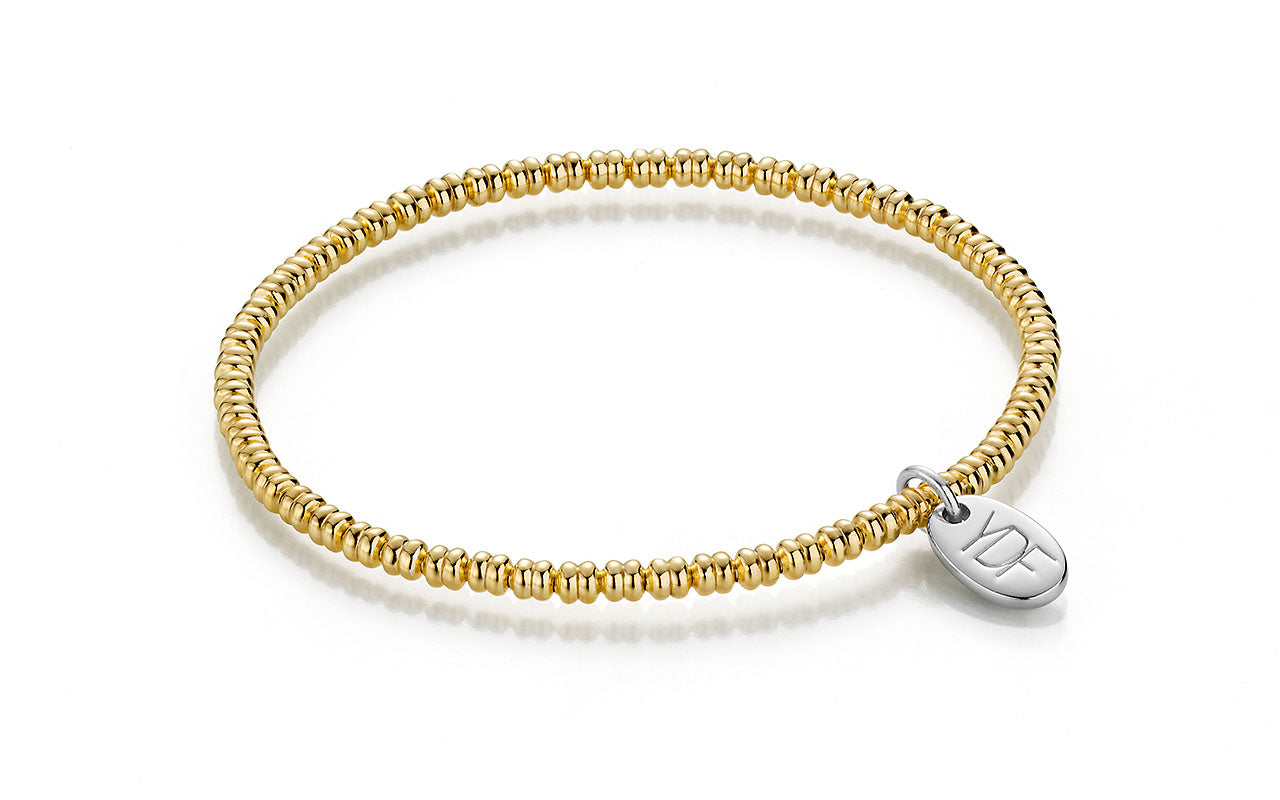 Stretch Silberarmband gelbvergoldet mit Diamant-Anhänger