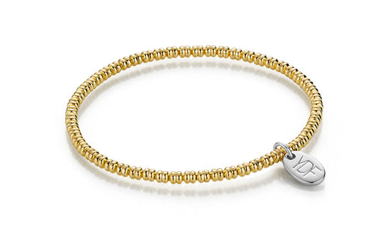 Stretch Silberarmband gelbvergoldet mit Diamant-Anhänger