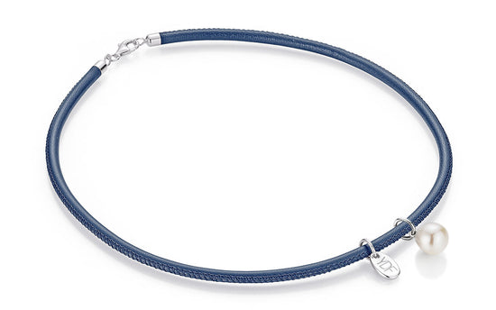 Harmony-Pearl Lederhalskette 925 Silber mit Diamant 0,01 Karat