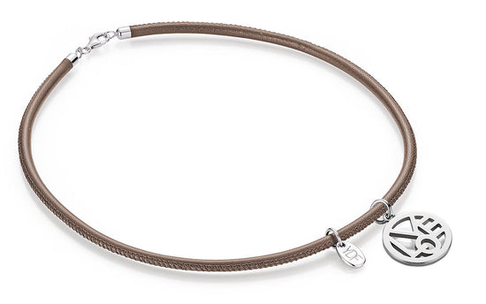Harmony-Love Lederhalskette 925 Silber mit Diamant 0,01 Karat