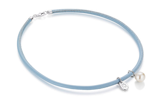 Harmony-Pearl Lederhalskette 925 Silber mit Diamant 0,01 Karat