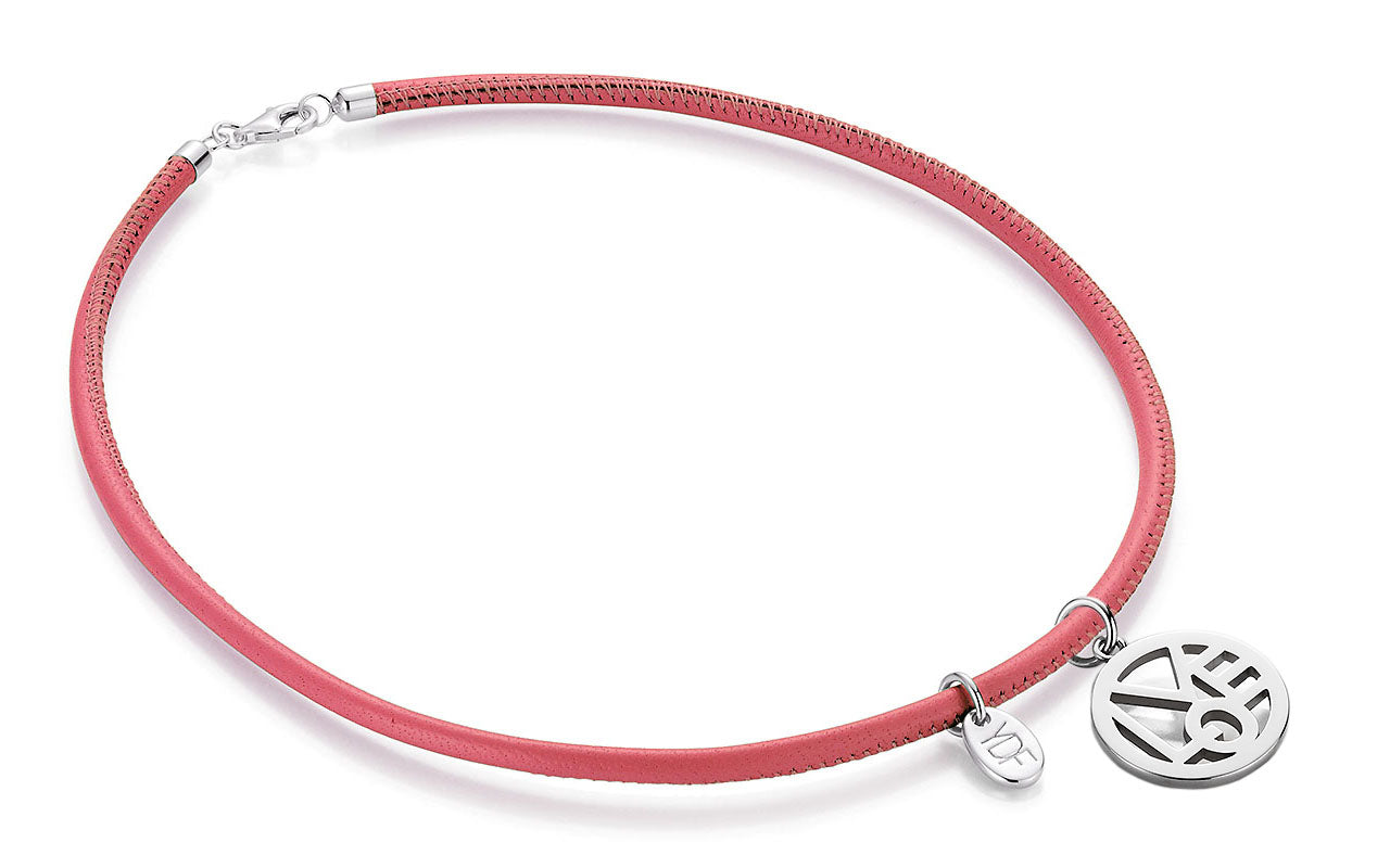Harmony-Love Lederhalskette 925 Silber mit Diamant 0,01 Karat